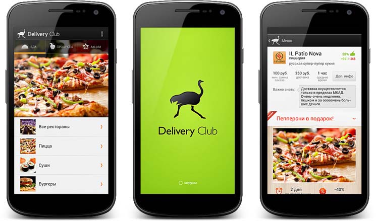 Функции приложения Delivery Club