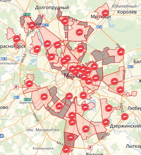 Зона доставки Pizza Hut