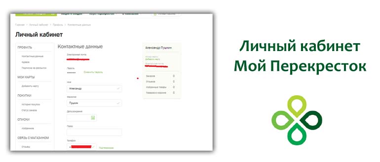 Личный кабинет Мой Перекресток