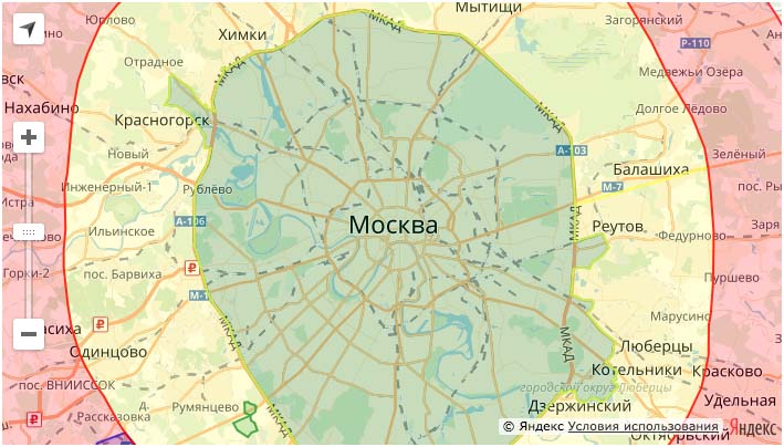 Зона доставки Ашан