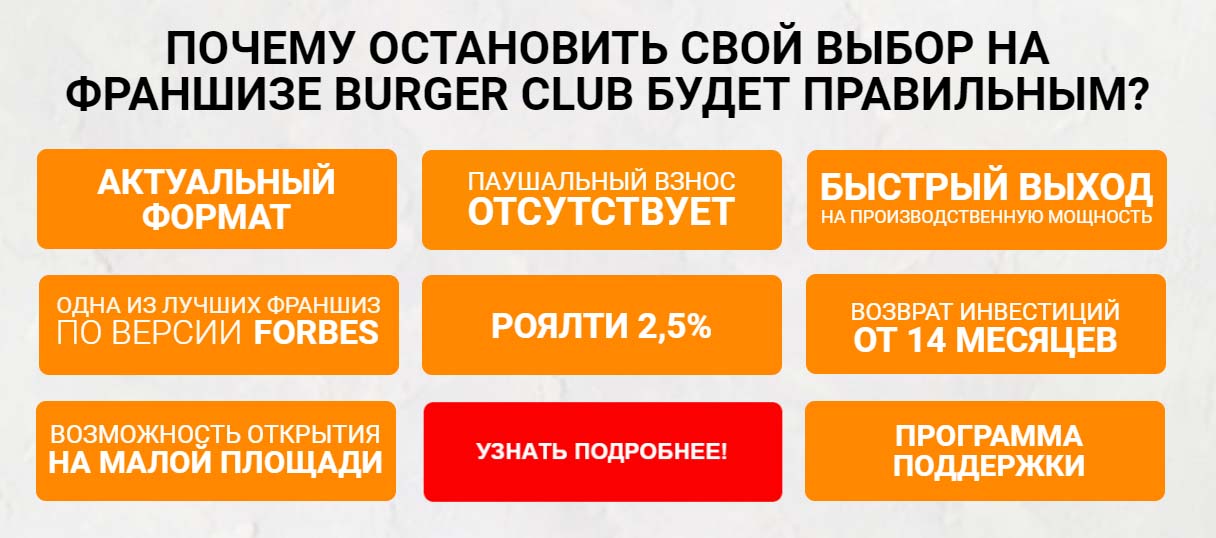 Сеть ресторанов Бургер Клаб: меню и цены, доставка, адреса, время работы