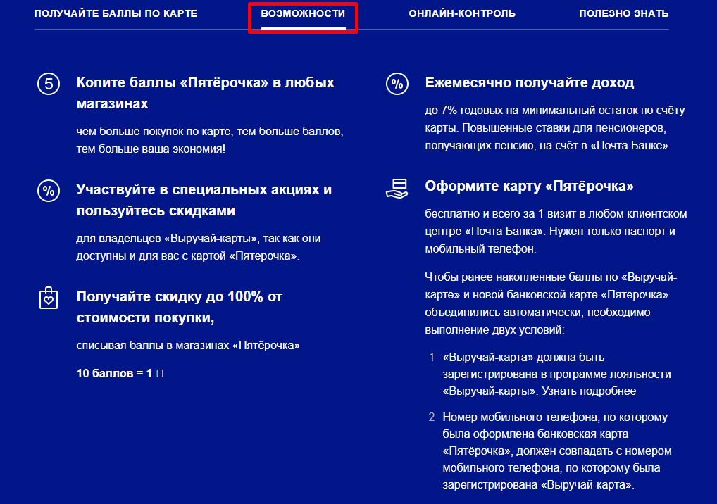Возможности карты